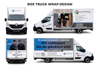 do box truck wrap design, box trailer wrap design, van wrap design, vehicle wrap