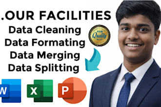 clean, format, merge, split excel data
