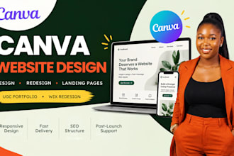 design canva website landing page ugc portfolio and wix website redesign