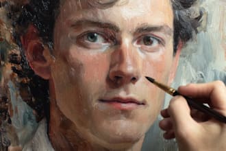 paint a family portrait into painting with oil painting