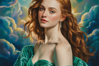 make fantasy oil painting portrait in digital style
