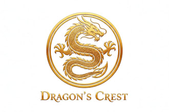 design a majestic and powerful golden dragon logo for your brand