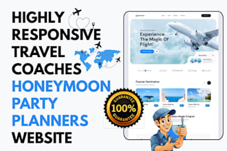 build travel coaches website balloon decorators honeymoon party planners website
