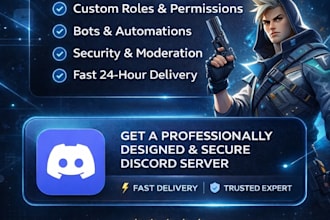 create a professional discord server with custom roles, bots