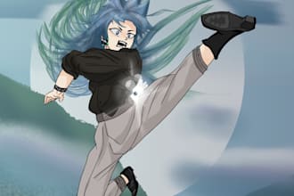 draw a character posing full body half body head shot