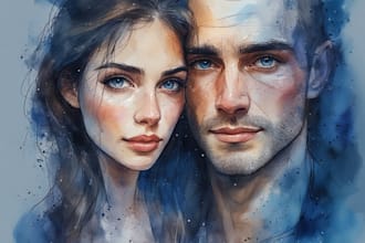 make a custom watercolor portrait of you and your partner