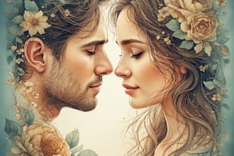 draw a watercolor couple portrait