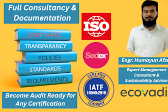 provide sedex, iso 9001, iatf 16949 consultancy with documentation