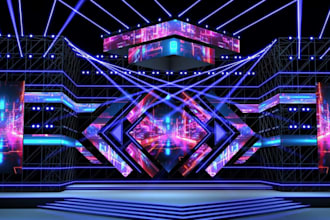 design stunning led stage,3d event center,concert stage,lighting setup,3d render
