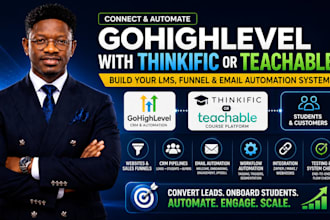 do gohighlevel thinkific email automation teachable ghl lms website integration