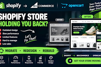 clone, redesign, migrate shopify store to bigcommerce or opencart