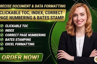 create a clickable table of contents, pagination, index and bates numbering
