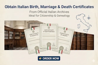 obtain italian birth, marriage or death certificates from official archives