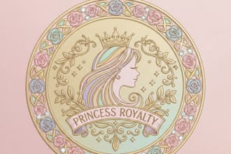 design a beautiful and elegant princess logo for your brand