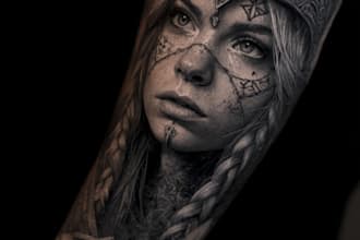 make your sleeve tattoo, tribal tattoo, realistic tattoo,