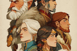 make fantasy or dnd party illustration