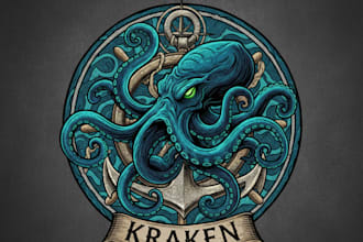 design a powerful and legendary kraken logo for your brand