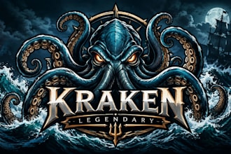 design a powerful and legendary kraken logo for your brand