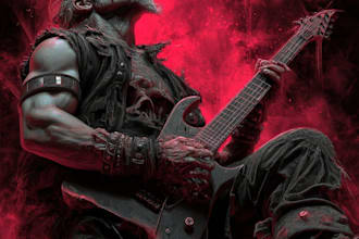 draw detailed dark art, heavy metal, skull illustration