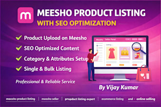 do professional meesho product listing with SEO optimization