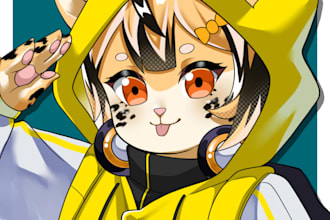 draw furry art, fursona, anthro character for your pfp avatar or reference sheet