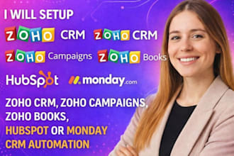 zoho crm setup zoho email campaign zoho books zoho website husbspot monday crm