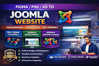 convert figma, PSD or xd to a professional, modern joomla website