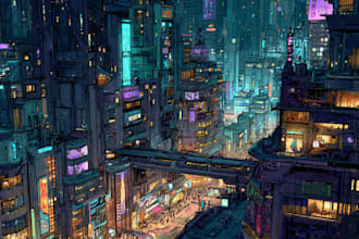do cyberpunk scifi futuristic city art