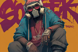 design a badass character illustration graffiti style