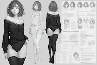 draw reference sheet character for vtuber anime manga