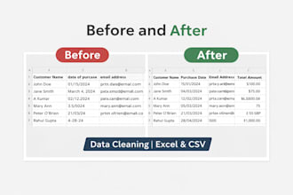 clean, format, organize and merge excel or CSV data