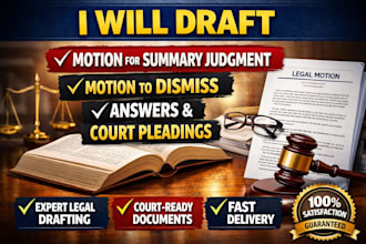 draft motion for summary judgment motion to dismiss, answers and court pleadings