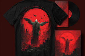 draw dark art, doom, stoner rock style for tshirt