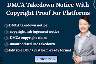 prepare a dmca takedown notice with copyright proof for platforms