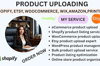 do shopify etsy wix woocommerce wordpress product listing data entry SEO optimiz