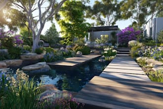 design backyard front yard garden pool patio deck terrace 2d