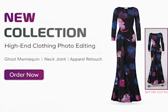 professional ghost mannequin and apparel photo editing