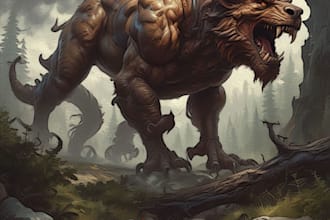create powerful beast illustration in my style