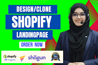 design shopify landing page, single product store , pagefly landing page