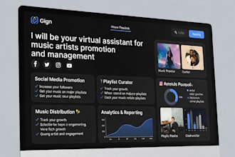 be your virtual assistant for music artists promotion and management