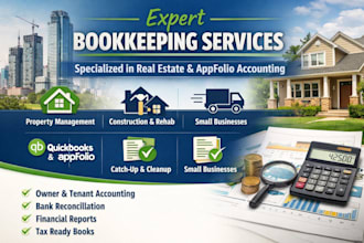 handle property management bookkeeping using appfolio and quickbooks cleanup