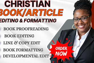 do christian book edi tor, manuscript copy and line, developmental edits