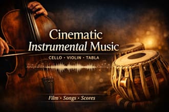 compose original music with cello, violin and tabla for your song or score