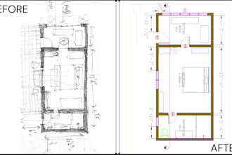 convert pdfs or hand sketches to 2d autocad floor plans