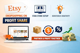 do etsy dropshipping on profit share, stan store,boosterize creativity etsy