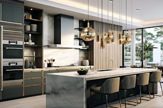 design professional kitchen and bathroom interior 3d design