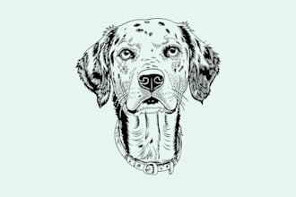 custom vector pet or animal in unique digital line art style