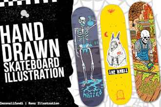 create 90s skate punk illustration for your skateboard