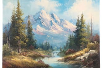paint a real landscape oil painting on canvas