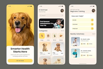 build pet care app pet food veterinary app and pet booking app with ai tracking